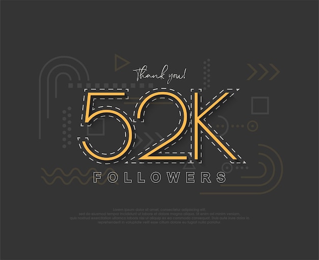 Seguidores simples únicos de 52k con números y líneas finas