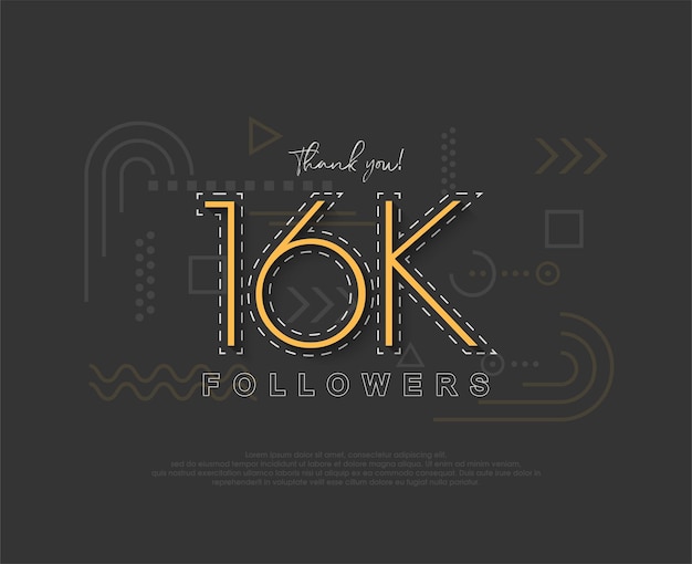 Seguidores únicos y simples de 16k con números y líneas delgadas