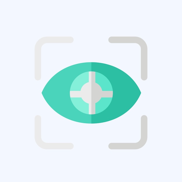 Seguimiento ocular de íconos relacionado con la visualización 3D Símbolo de estilo plano diseño simple editable