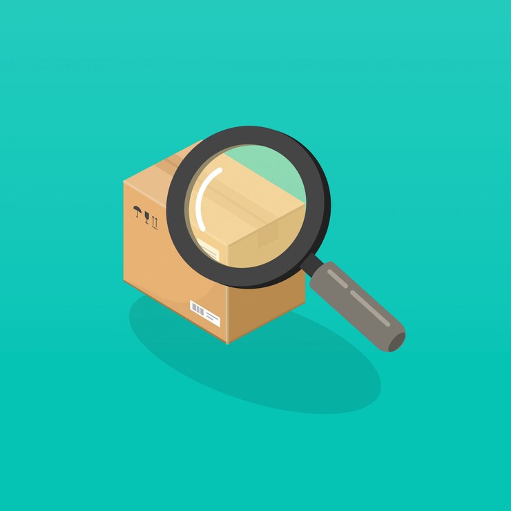 Vector seguimiento de paquetes o pedidos con lupa