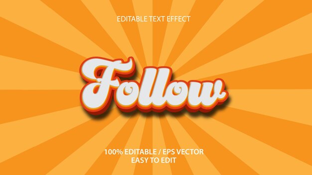 Seguir efecto de texto 3d editable vector premium