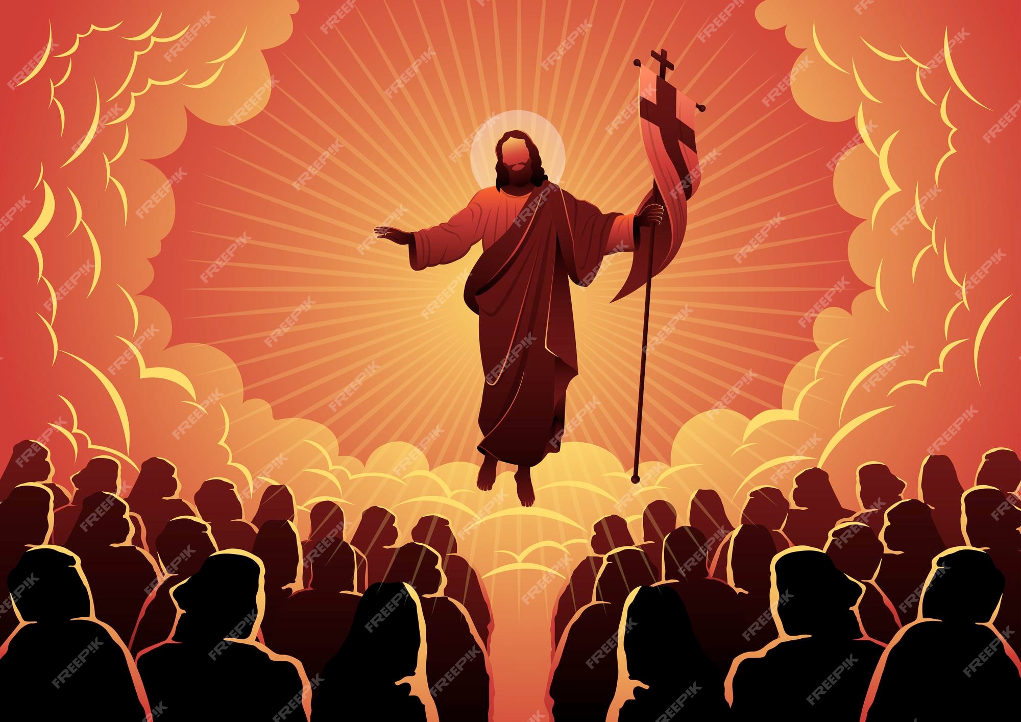 Segunda venida de jesucristo | Vector Premium