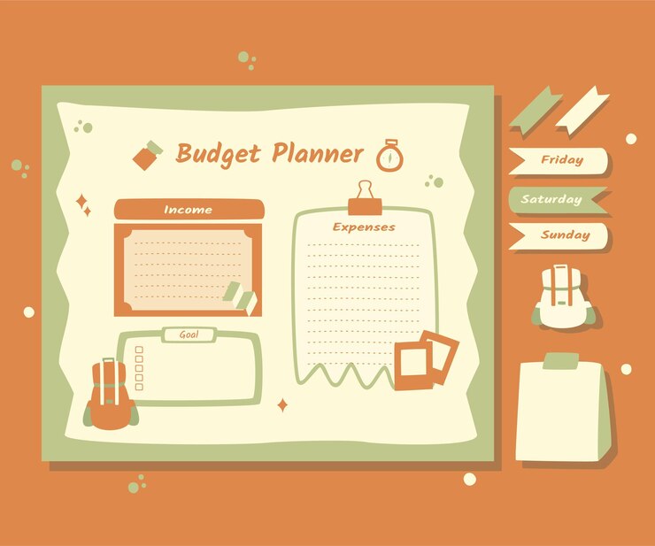 Segunda versión de la plantilla de planificador de viajes con dibujos elegantes para pegatinas de diario
