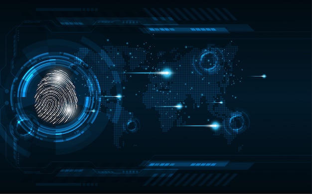 Seguridad cibernética concepto digital escaneo de huellas dactilares