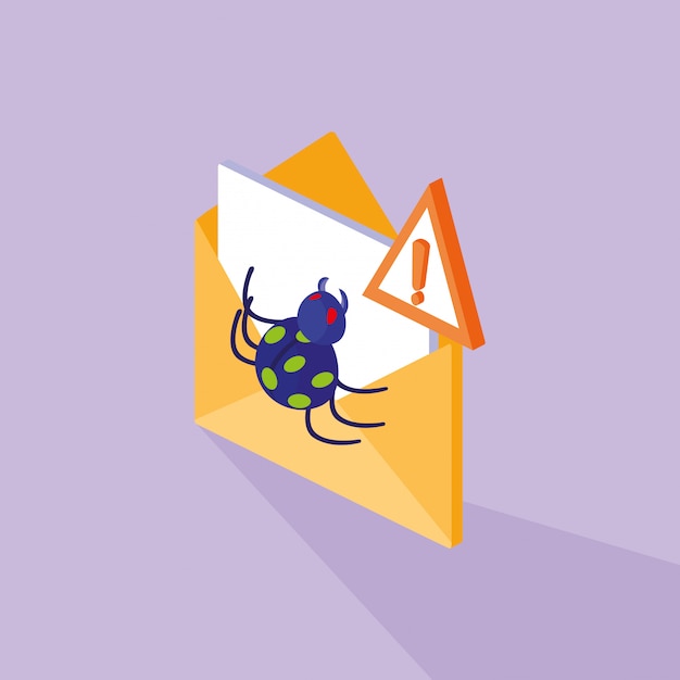 Seguridad cibernética con correo sobre y ataque de virus