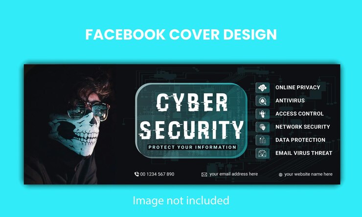 Vector seguridad cibernética diseño de plantilla de portada de facebook