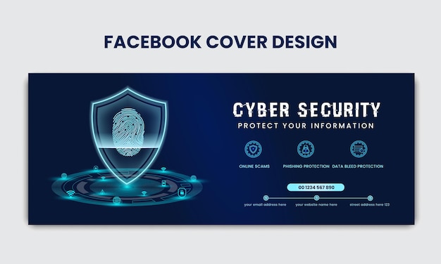 seguridad cibernética diseño de portada de facebook