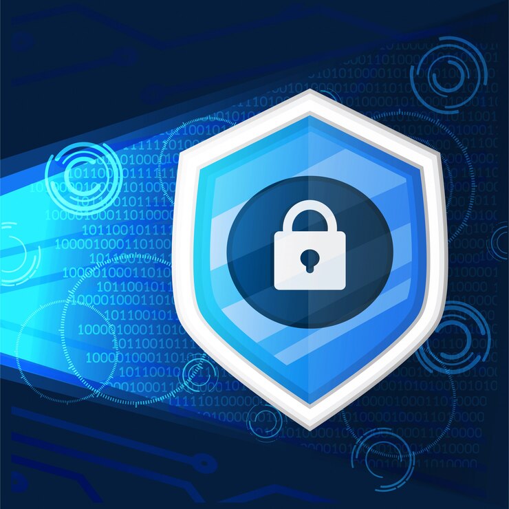 Vector seguridad cibernética con el icono de llave en la oscuridad