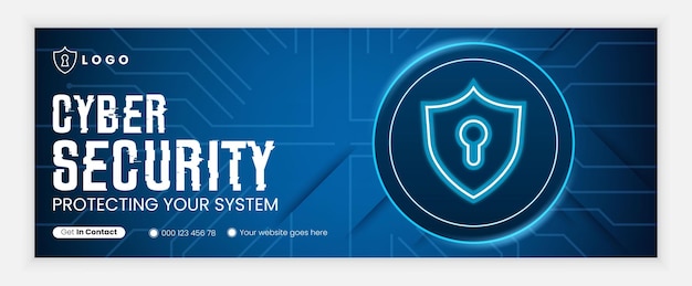 Seguridad cibernética moderna portada de libro de portada de Facebook o plantilla de icono cibernético