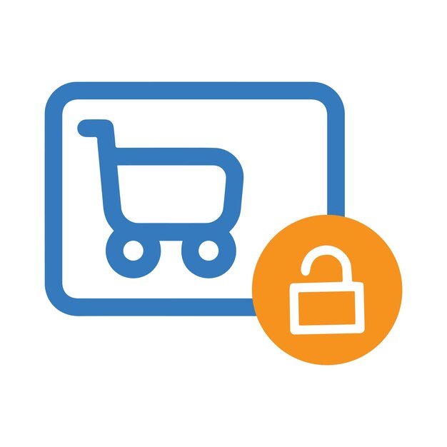 seguridad de compras escudo de seguridad en línea computadora carrito de compras móvil bolsa de compras de seguridad icono