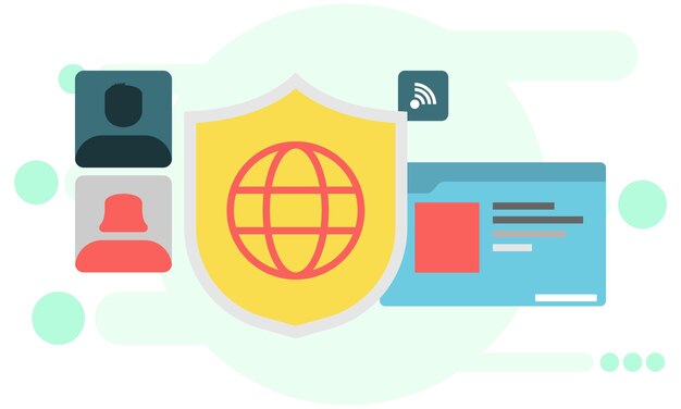 seguridad de la cuenta en el ciberespacio. escudo de seguridad de internet y seguridad de datos personales