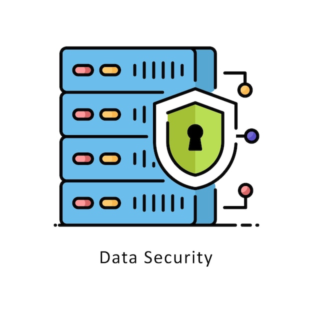 Seguridad de los datos Vector Contorno llenado Icono Ilustración de diseño Símbolo en fondo blanco Archivo EPS 10