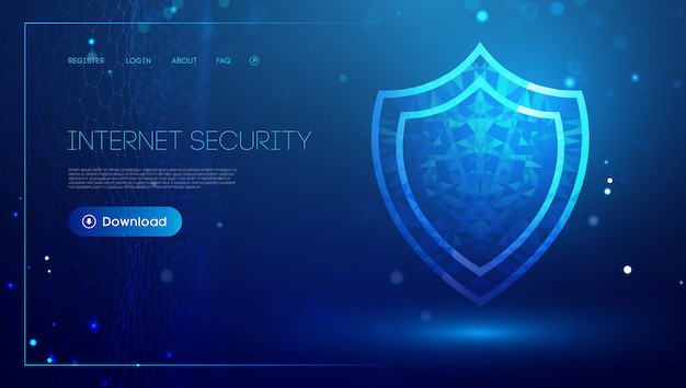 Seguridad de internet para computadora concepto de escudo cibernético de seguridad vpn ilustración de seguridad de datos