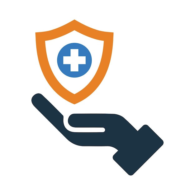 seguridad médica más seguridad de la mano seguridad médica en el icono de la mano