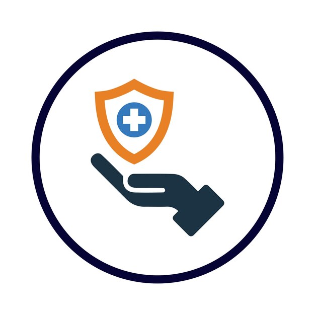 seguridad médica más seguridad de la mano seguridad médica en el icono de la mano