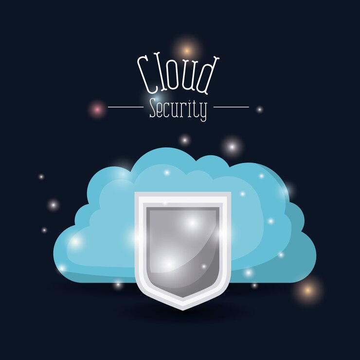 Vector seguridad en la nube con escudo