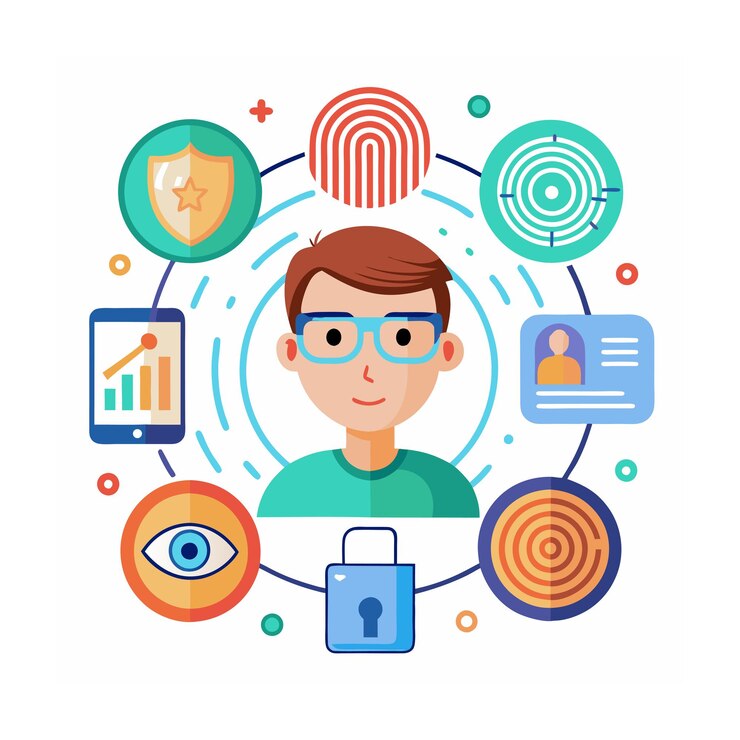 Vector seguridad y protección realistas conjunto de diferentes iconos