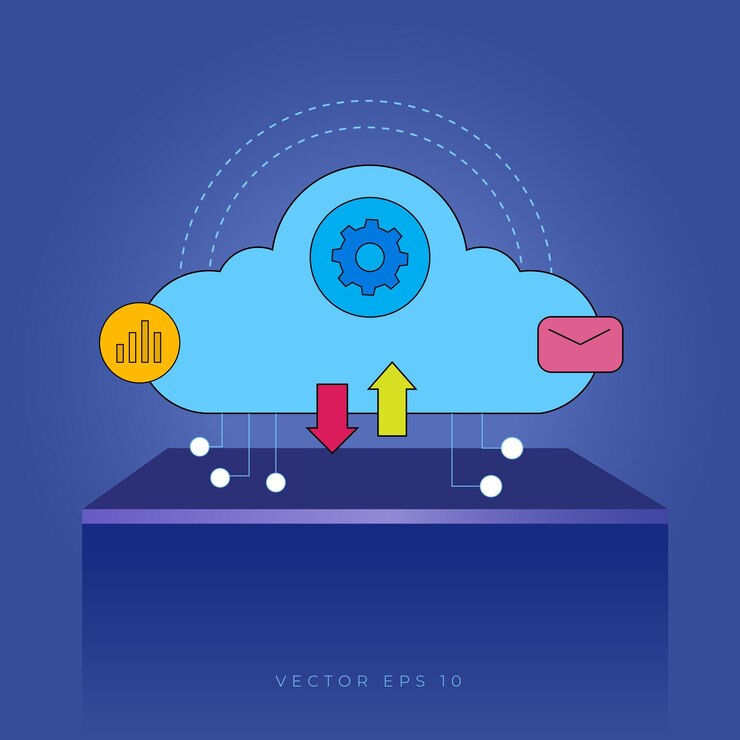 Vector seguridad de la red de computación en la nube conjunto de ilustraciones vectoriales de conceptos abstractos protección de datos de base de datos