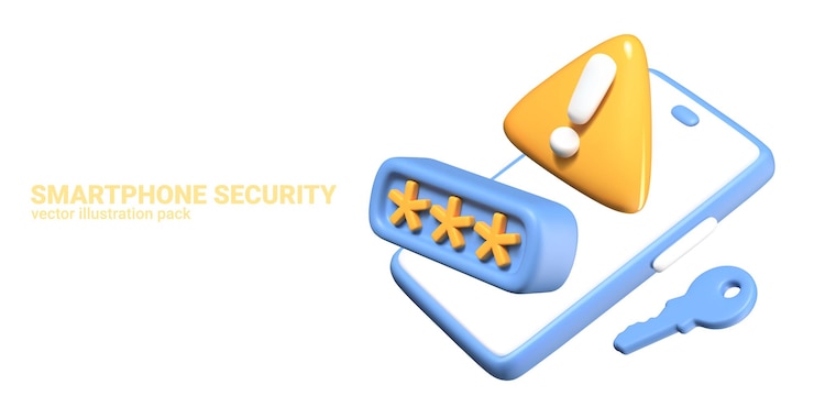 Vector seguridad del teléfono inteligente teléfono realista con clave de contraseña de pantalla en blanco