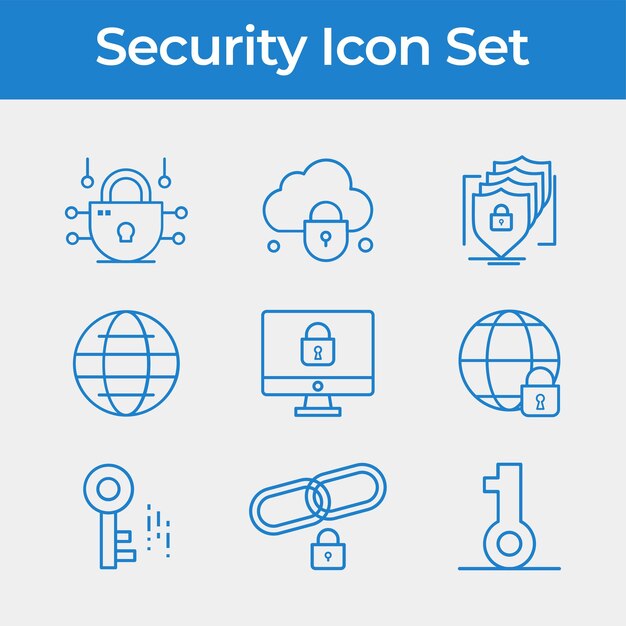 Seguridad vectorial gratuita Icono de esquema Configurado incluyendo protección de seguridad Clave