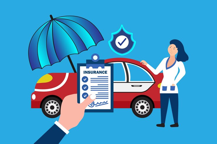 Vector seguro de automóvil con concepto de protección general