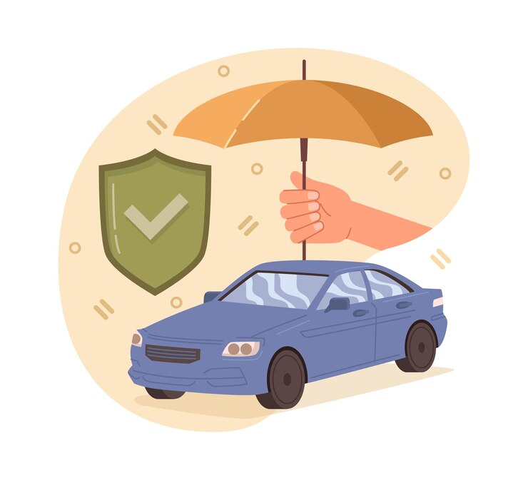Vector seguro de automóvil vehículo cubierto por póliza