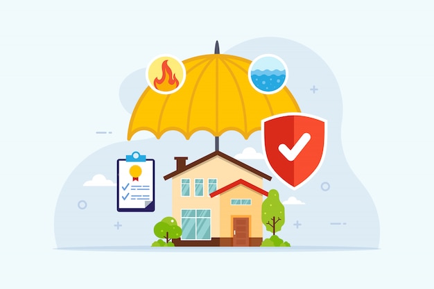 Vector seguro de hogar con protección paraguas