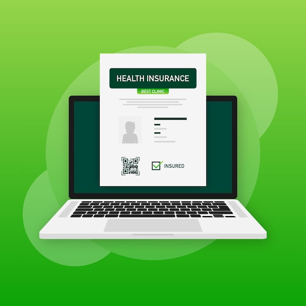 Seguro de salud en estilo plano. vector plano. Bandera vectorial. pancarta web. Infografía médica.