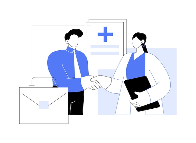 Seguro de salud para propietarios de negocios ilustraciones de vectores de dibujos animados aislados
