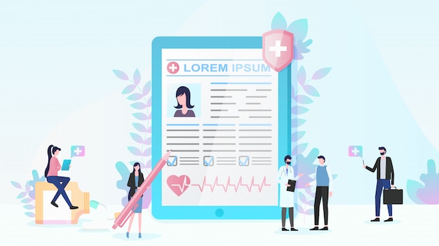 Seguro de Salud y Servicios Médicos Vector Plano.
