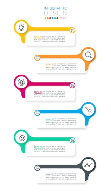 Seis barras de infografías horizontales.