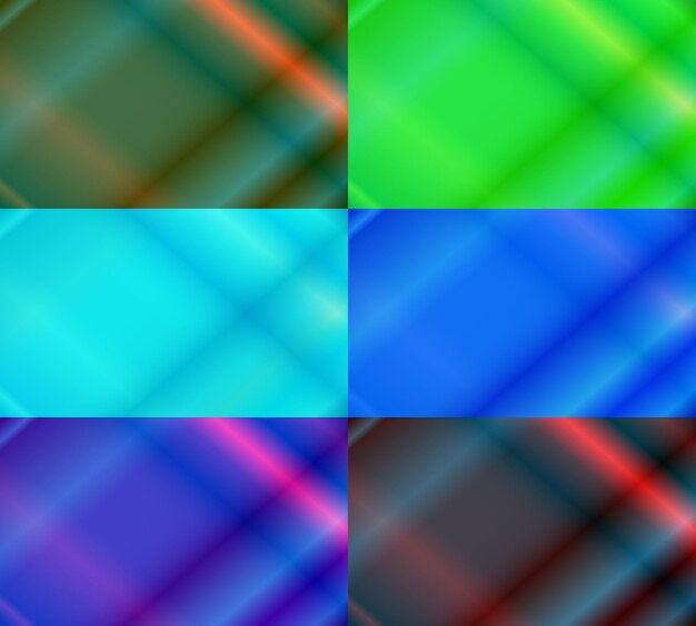 seis conjuntos de fondo abstracto de luz de neón verde, azul, rosa y rojo. simple, mínimo, degradado