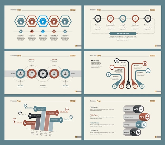 Seis diagramas de finanzas plantillas de diapositivas