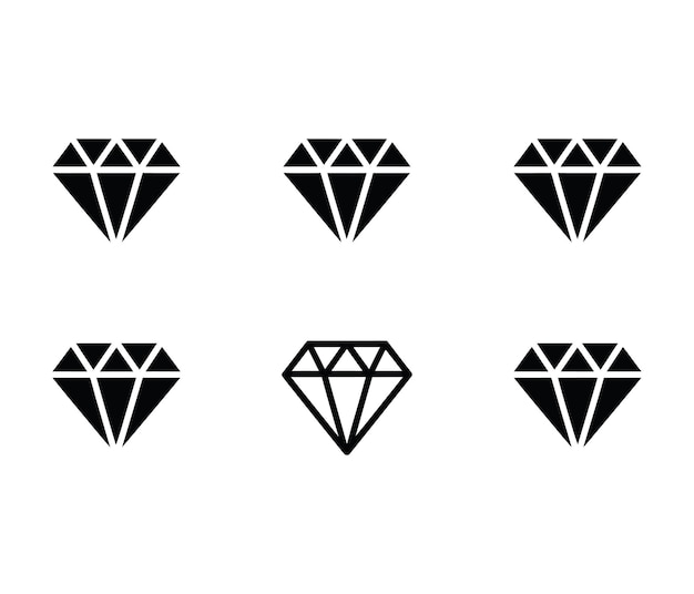 Seis íconos de diamante negro
