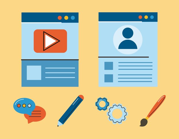 Seis iconos de diseño web
