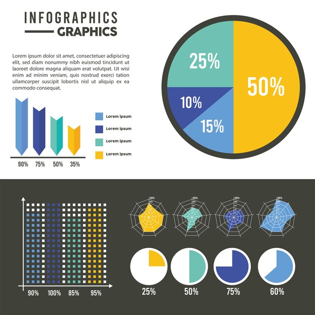 Vector seis iconos de plantilla de infografía