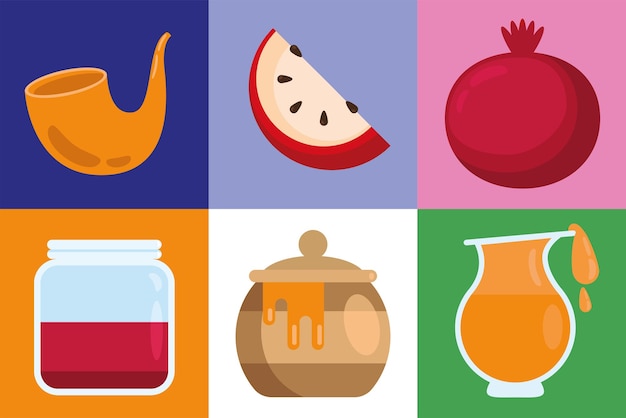 Seis iconos de rosh hashaná