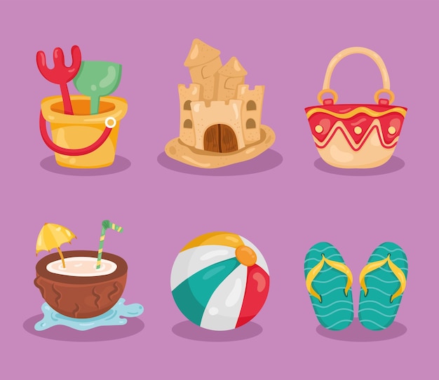 Seis iconos de vacaciones de verano