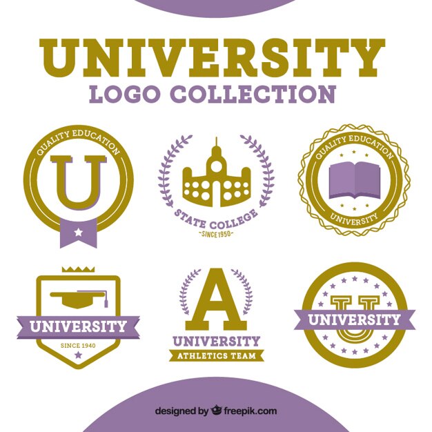 Vector seis logotipos para la universidad
