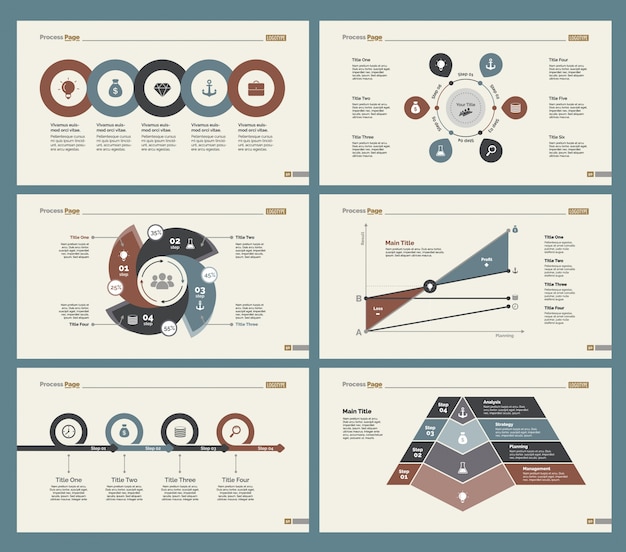 Seis plantillas de diapositivas de analytics