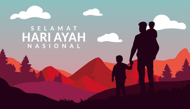 Selamat hari ayah Nasional o feliz día de los padres diseño de cartel de bandera de fondo