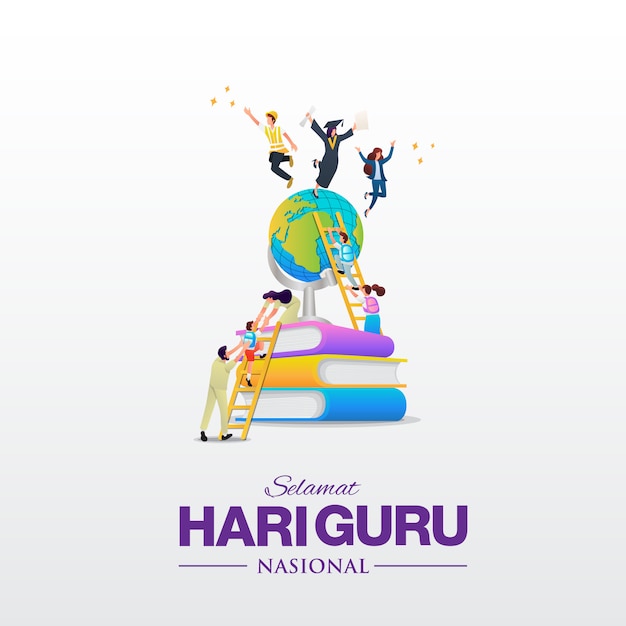 Selamat Hari Guru Nasional. traducción: Feliz día del maestro nacional de Indonesia. Ilustración. Adecuado para tarjetas de felicitación, carteles y pancartas.