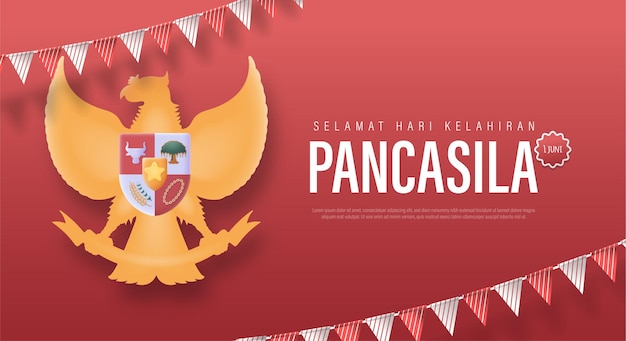 Selamat Hari Lahir Pancasila Traducción El día del nacimiento de Pancasila Ilustración vectorial