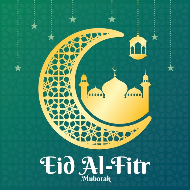 Selamat Hari Raya Aidilfitri o Eid Al Fitr tarjeta de felicitación ilustración vectorial