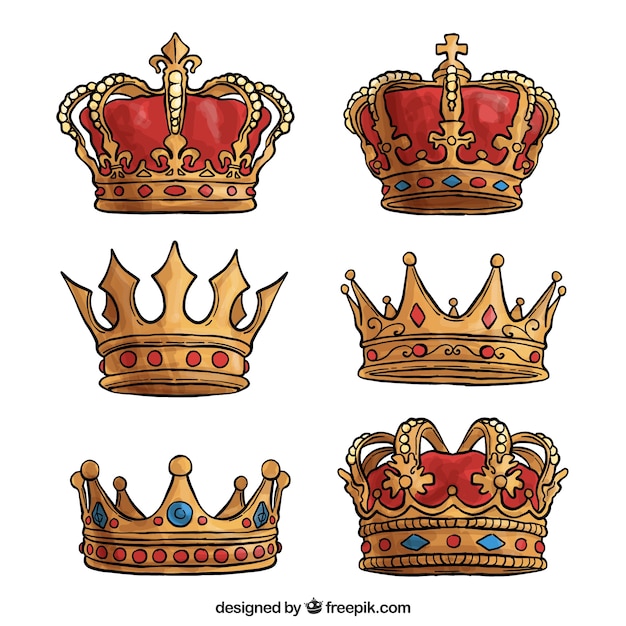 Selección dibujada a mano de coronas de lujo