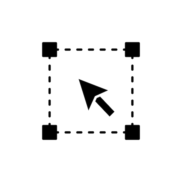 Selección de herramientas Icon Set Technology Box Seleccione el símbolo vectorial gráfico de Photoshop en un estilo de diseño y edición aislado lleno y delineado en negro