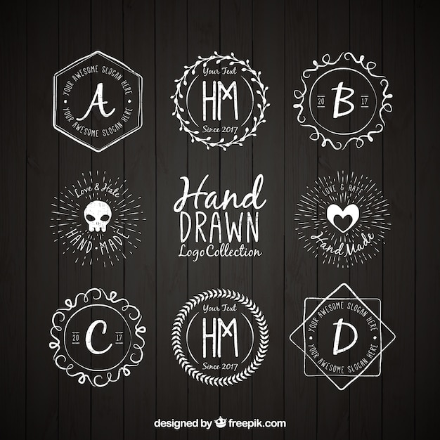 Vector selección de logotipos dibujados a mano