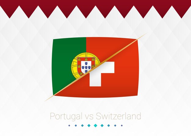 Vector selección nacional de fútbol portugal vs suiza octavos de final fútbol 2022 partido versus icono