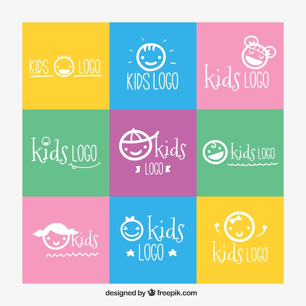 Selección de nueve logos de niños