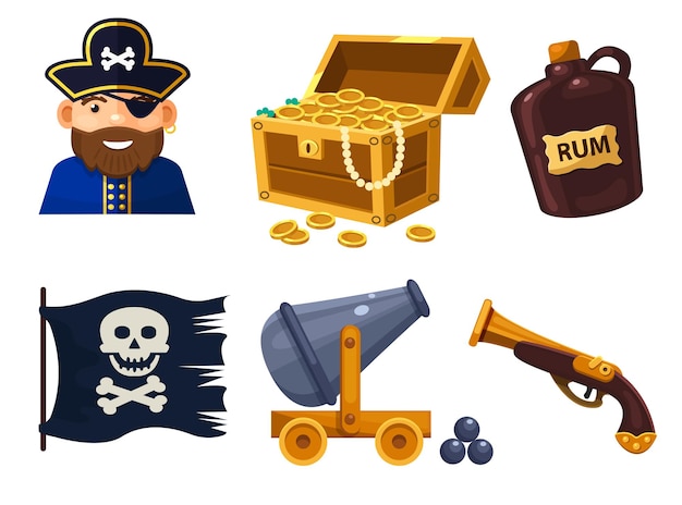 Vector selección de símbolos piratas